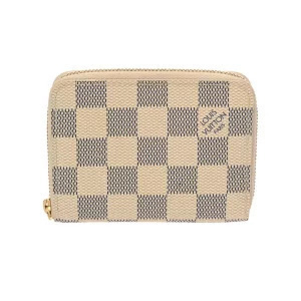 Louis Vuitton Damier Azur White Zippy Coin Purse White Leather Case Wallet